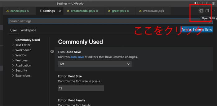 openSettingjson